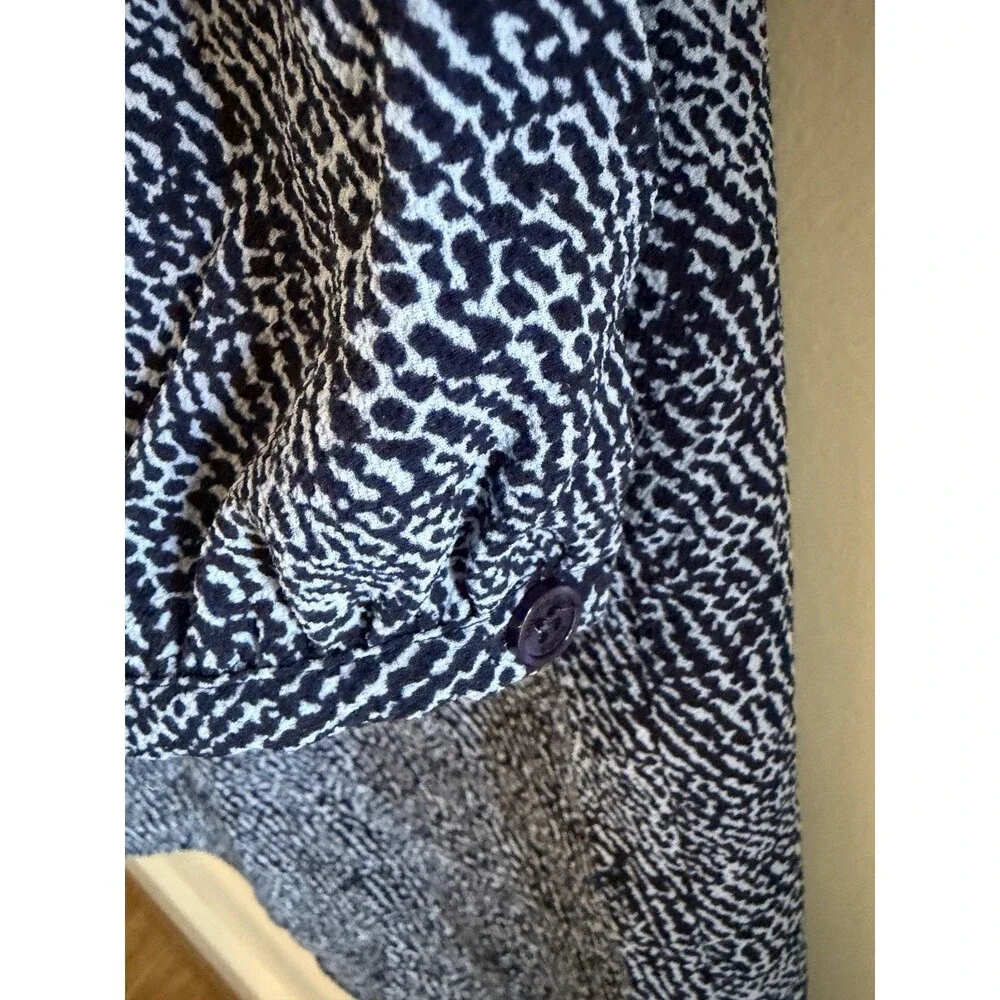 MICHAEL Michael Kors Dress 2X Navy Blue Animal Print Tassel Peasant Boho Plus